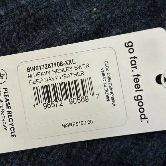 SmartWool Men's Heavy Henley Pull-over Sweater Size XXL Deep Navy Heather - Picture 8 of 12